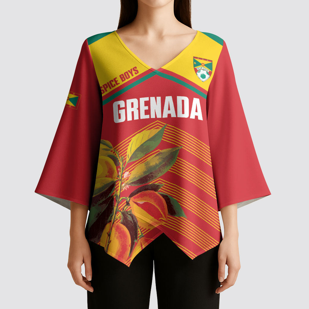 Grenada Football 2026 Custom Kimono Sleeve Blouse Go Spice Boys Nutmeg Red Version