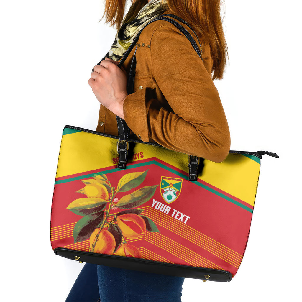 Grenada Football 2026 Custom Leather Tote Bag Go Spice Boys Nutmeg Red Version