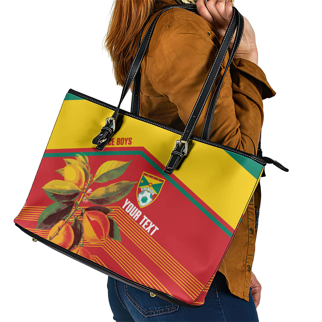 Grenada Football 2026 Custom Leather Tote Bag Go Spice Boys Nutmeg Red Version
