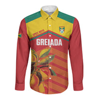 Grenada Football 2026 Custom Long Sleeve Button Shirt Go Spice Boys Nutmeg Red Version