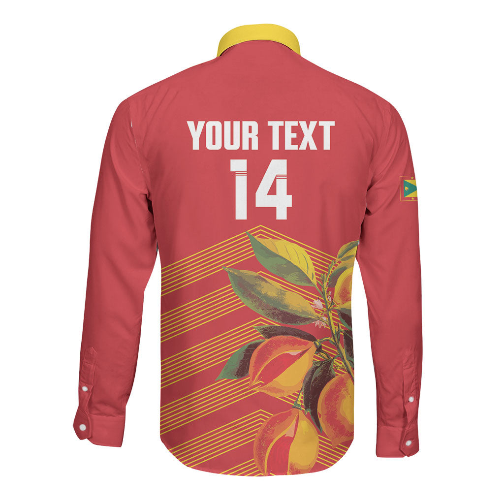 Grenada Football 2026 Custom Long Sleeve Button Shirt Go Spice Boys Nutmeg Red Version