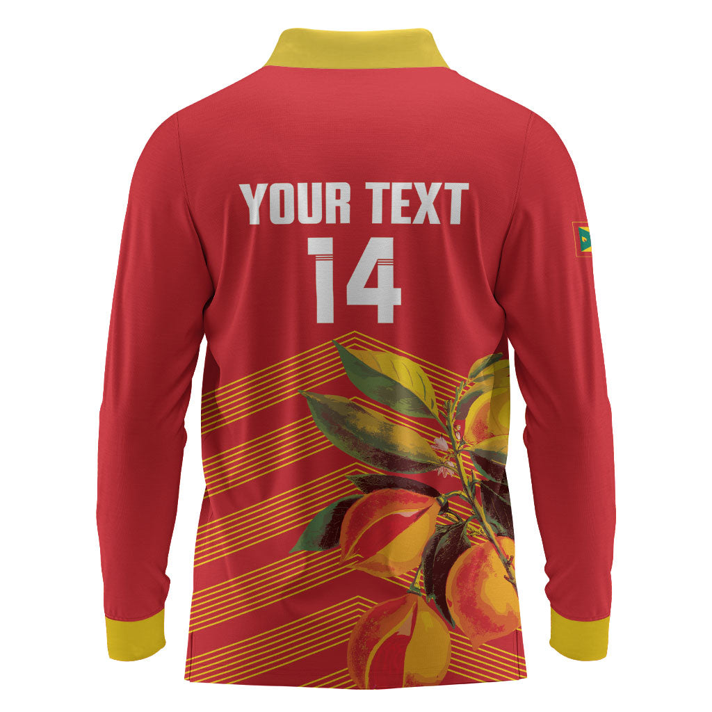 Grenada Football 2026 Custom Long Sleeve Polo Shirt Go Spice Boys Nutmeg Red Version