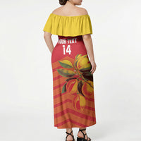 Grenada Football 2026 Custom Off Shoulder Maxi Dress Go Spice Boys Nutmeg Red Version