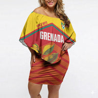 Grenada Football 2026 Custom Off Shoulder Short Dress Go Spice Boys Nutmeg Red Version