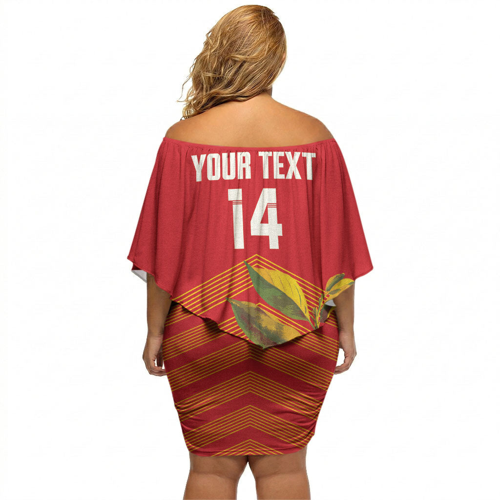 Grenada Football 2026 Custom Off Shoulder Short Dress Go Spice Boys Nutmeg Red Version