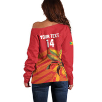 Grenada Football 2026 Custom Off Shoulder Sweater Go Spice Boys Nutmeg Red Version