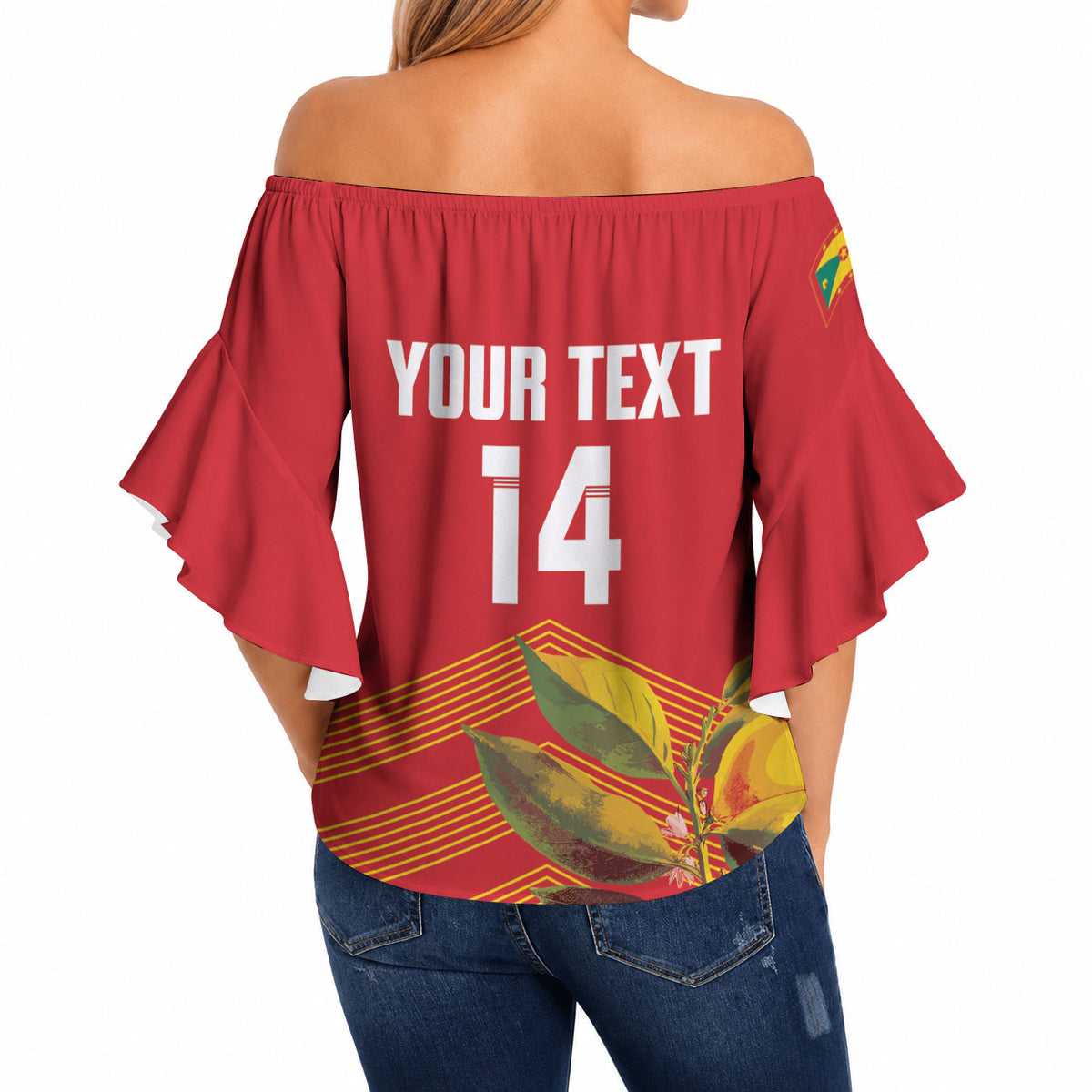 Grenada Football 2026 Custom Off Shoulder Wrap Waist Top Go Spice Boys Nutmeg Red Version