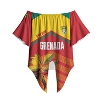 Grenada Football 2026 Custom Off Shoulder Wrap Waist Top Go Spice Boys Nutmeg Red Version