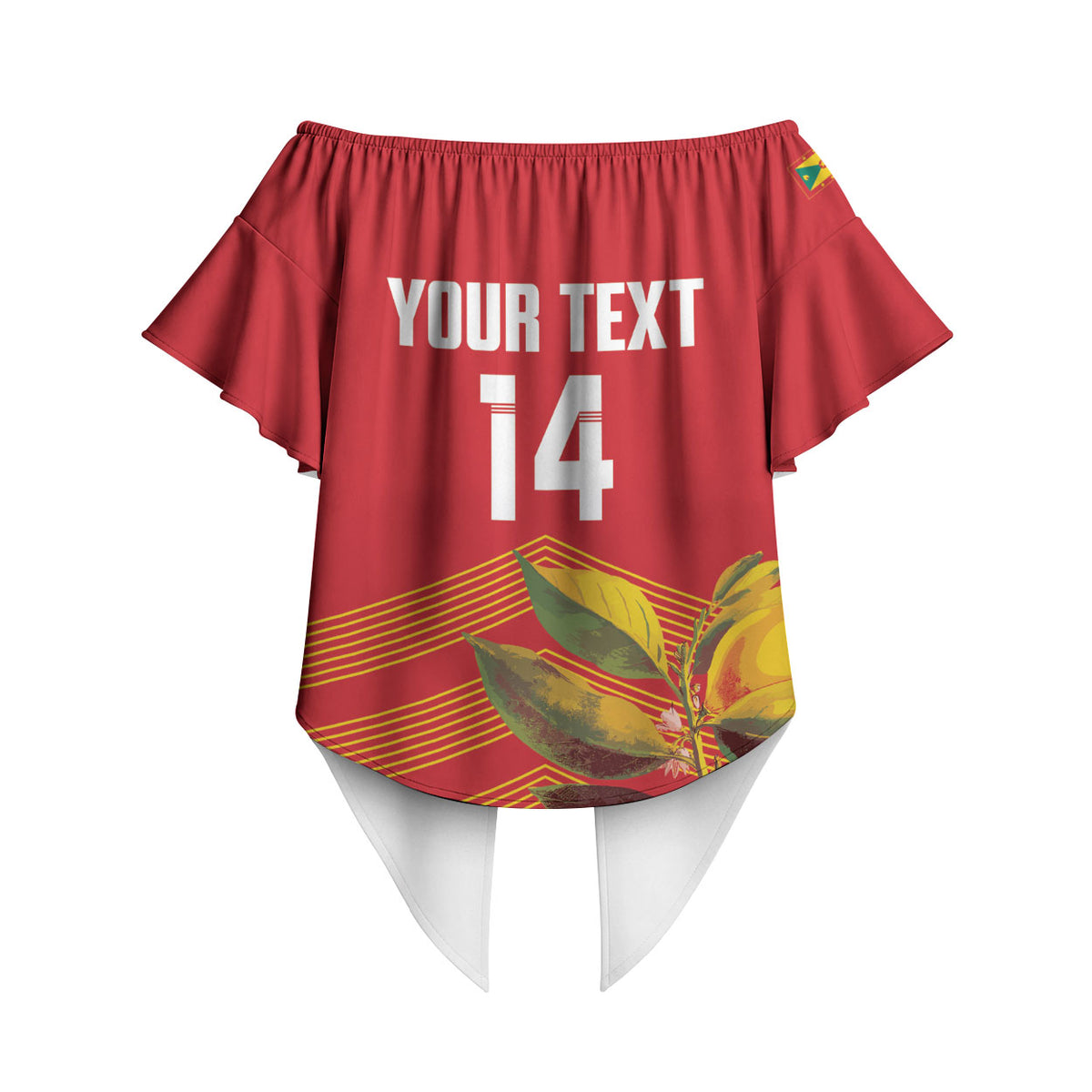 Grenada Football 2026 Custom Off Shoulder Wrap Waist Top Go Spice Boys Nutmeg Red Version