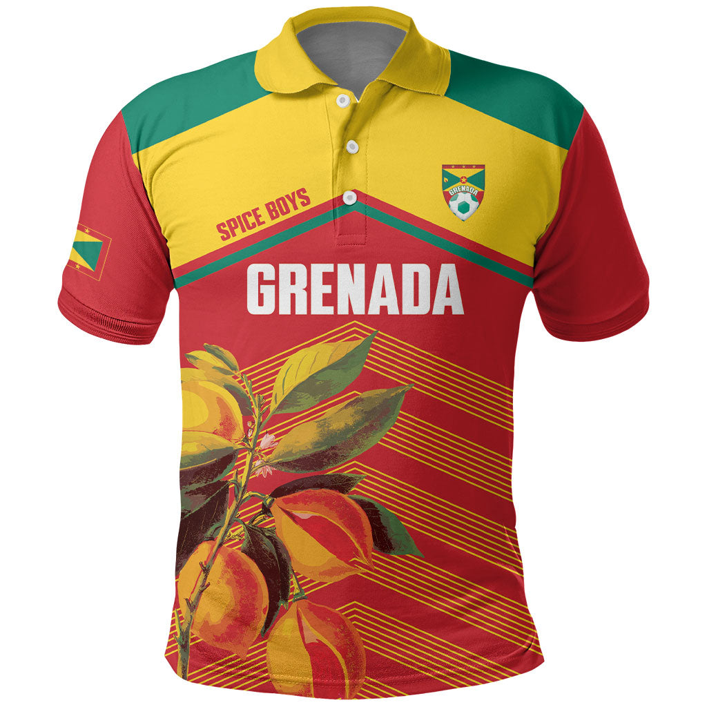 Grenada Football 2026 Custom Polo Shirt Go Spice Boys Nutmeg Red Version