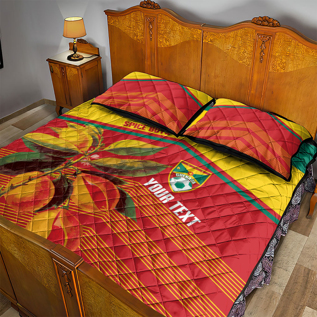 Grenada Football 2026 Custom Quilt Bed Set Go Spice Boys Nutmeg Red Version