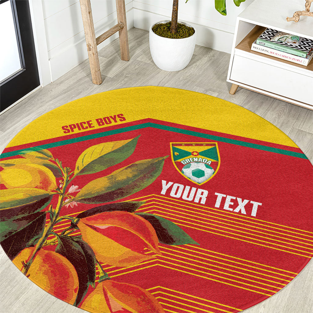 Grenada Football 2026 Custom Round Carpet Go Spice Boys Nutmeg Red Version