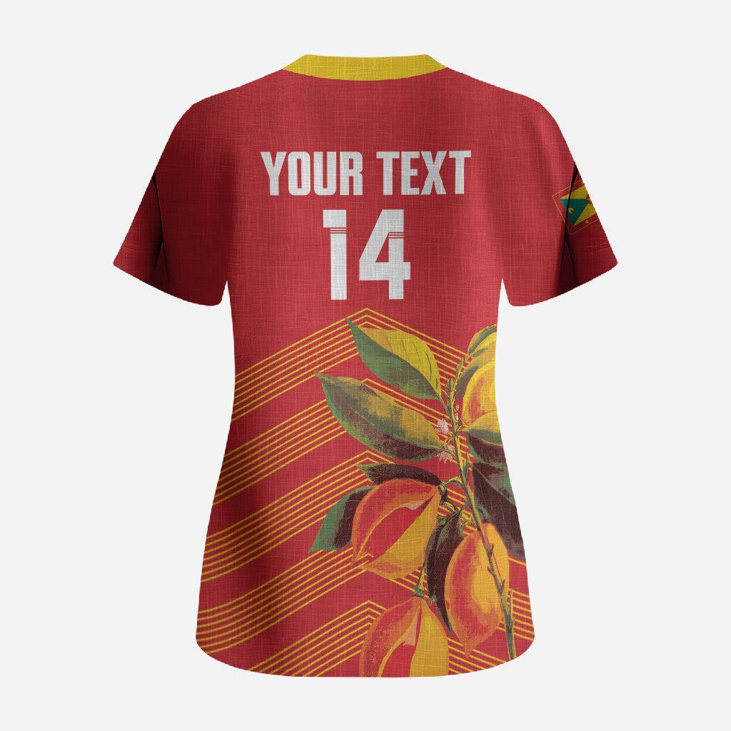 Grenada Football 2026 Custom Scrub Top Go Spice Boys Nutmeg Red Version