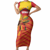 Grenada Football 2026 Custom Short Sleeve Bodycon Dress Go Spice Boys Nutmeg Red Version