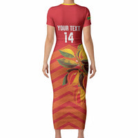 Grenada Football 2026 Custom Short Sleeve Bodycon Dress Go Spice Boys Nutmeg Red Version