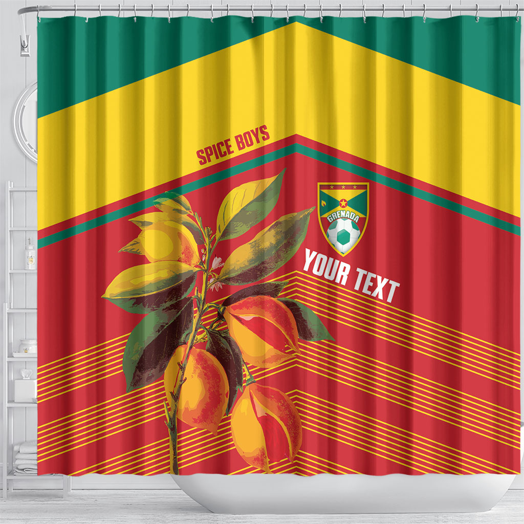 Grenada Football 2026 Custom Shower Curtain Go Spice Boys Nutmeg Red Version