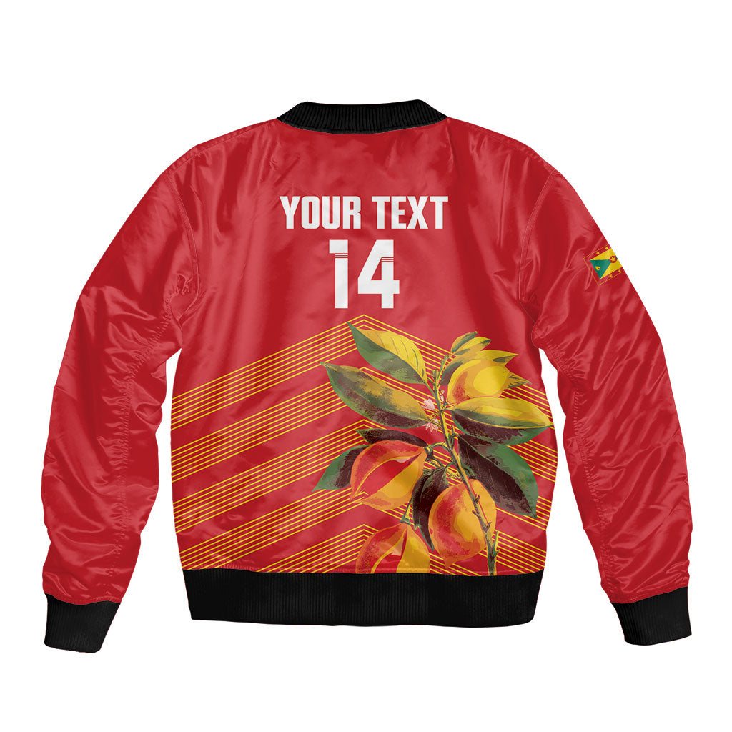 Grenada Football 2026 Custom Sleeve Zip Bomber Jacket Go Spice Boys Nutmeg Red Version