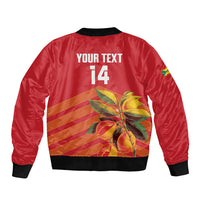 Grenada Football 2026 Custom Sleeve Zip Bomber Jacket Go Spice Boys Nutmeg Red Version