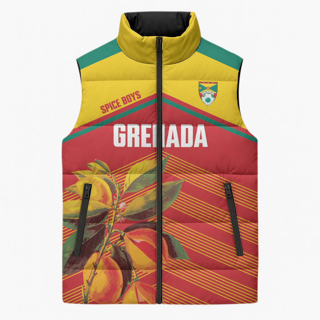 Grenada Football 2026 Custom Sleeveless Puffer Jacket Go Spice Boys Nutmeg Red Version
