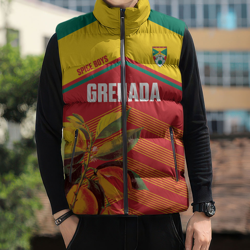 Grenada Football 2026 Custom Sleeveless Puffer Jacket Go Spice Boys Nutmeg Red Version