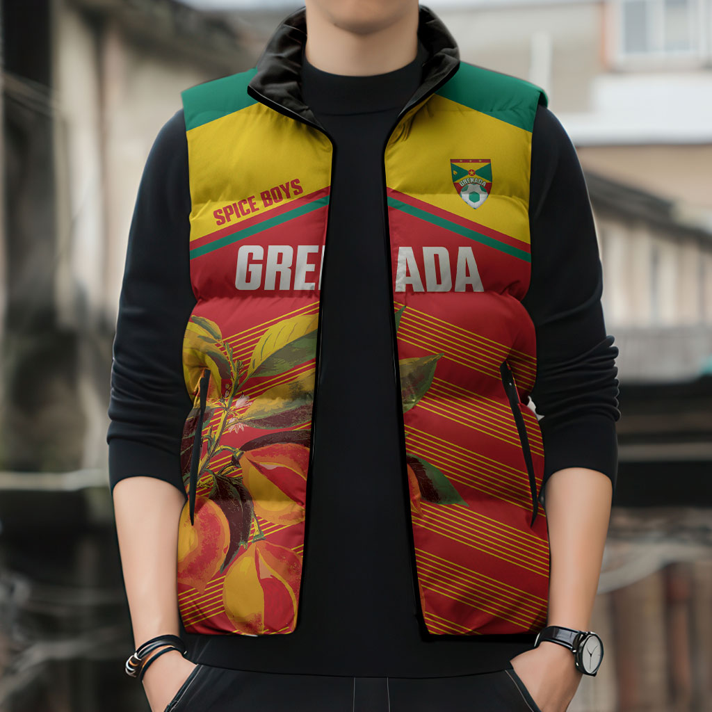 Grenada Football 2026 Custom Sleeveless Puffer Jacket Go Spice Boys Nutmeg Red Version