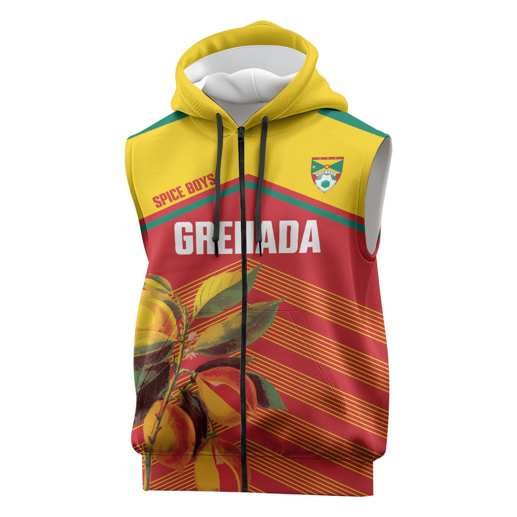 Grenada Football 2026 Custom Sleeveless Zip Hoodie Go Spice Boys Nutmeg Red Version