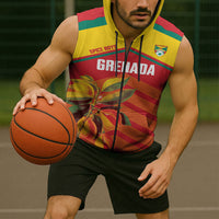 Grenada Football 2026 Custom Sleeveless Zip Hoodie Go Spice Boys Nutmeg Red Version