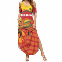 Grenada Football 2026 Custom Summer Maxi Dress Go Spice Boys Nutmeg Red Version