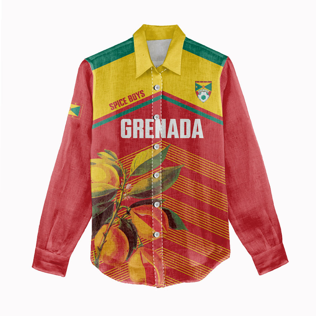 Grenada Football 2026 Custom Women Casual Shirt Go Spice Boys Nutmeg Red Version
