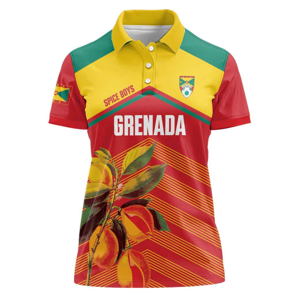 Grenada Football 2026 Custom Women Polo Shirt Go Spice Boys Nutmeg Red Version