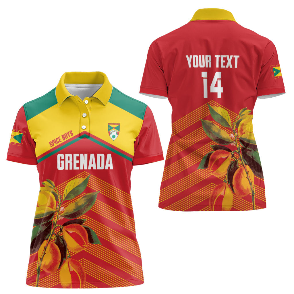 Grenada Football 2026 Custom Women Polo Shirt Go Spice Boys Nutmeg Red Version