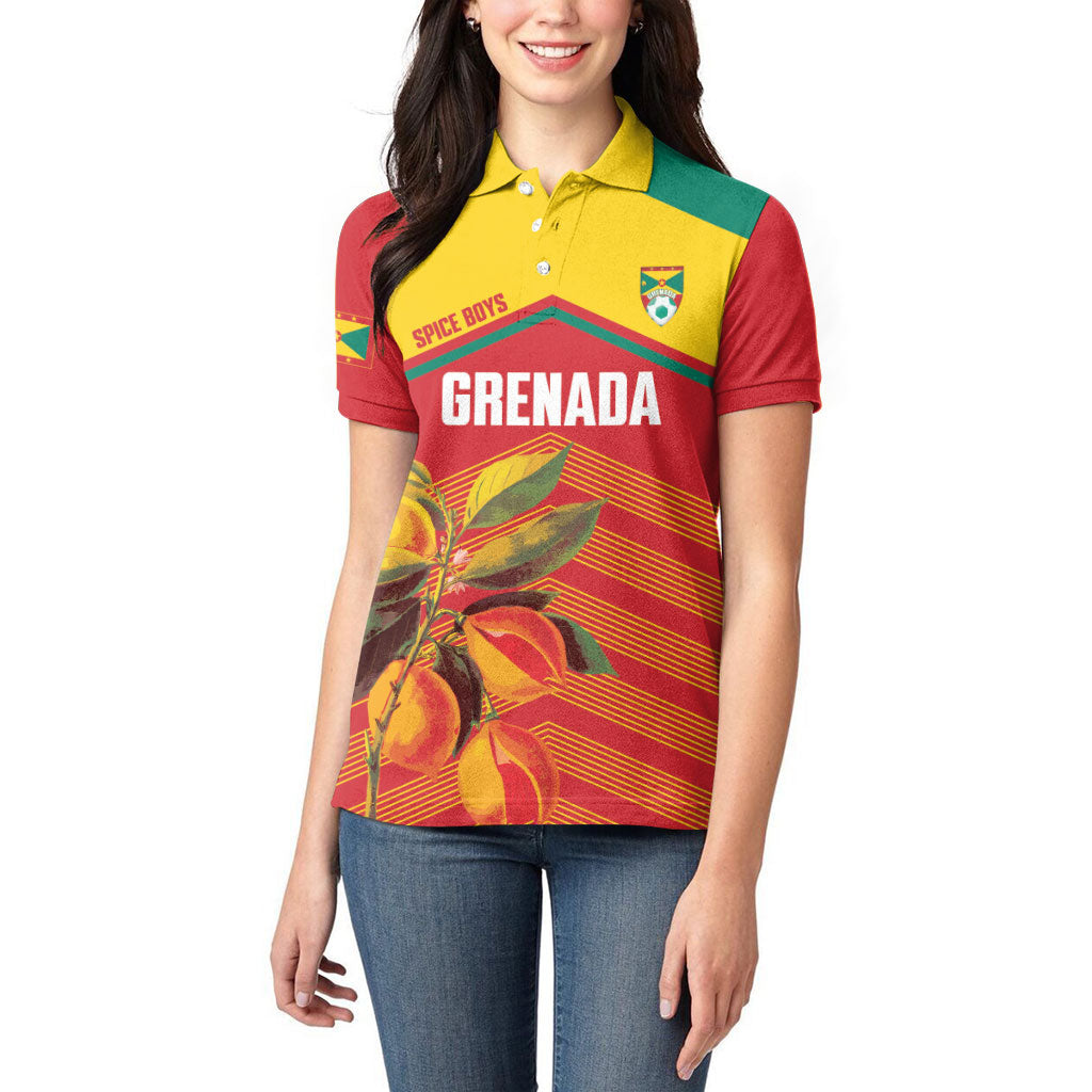 Grenada Football 2026 Custom Women Polo Shirt Go Spice Boys Nutmeg Red Version