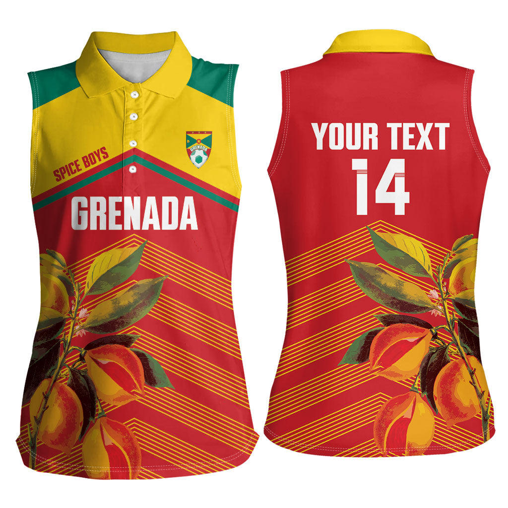 Grenada Football 2026 Custom Women Sleeveless Polo Shirt Go Spice Boys Nutmeg Red Version