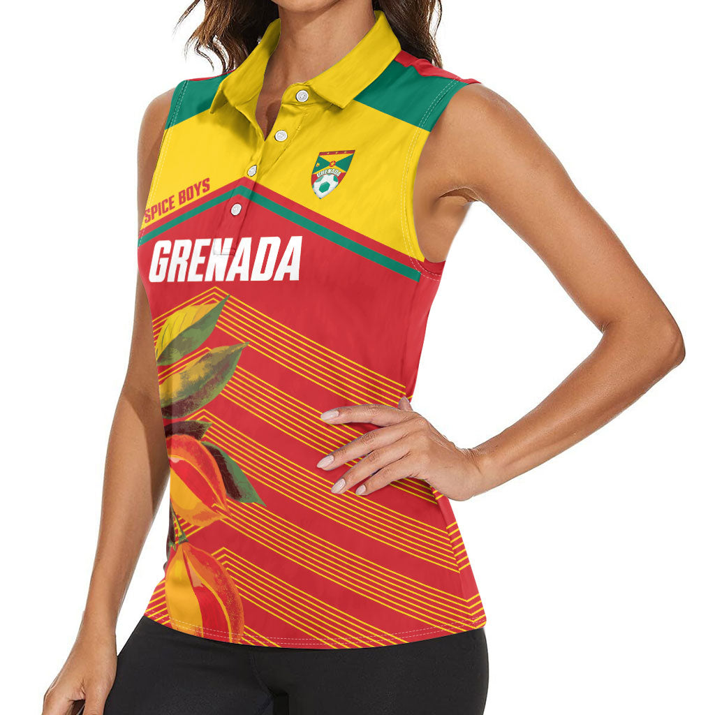 Grenada Football 2026 Custom Women Sleeveless Polo Shirt Go Spice Boys Nutmeg Red Version