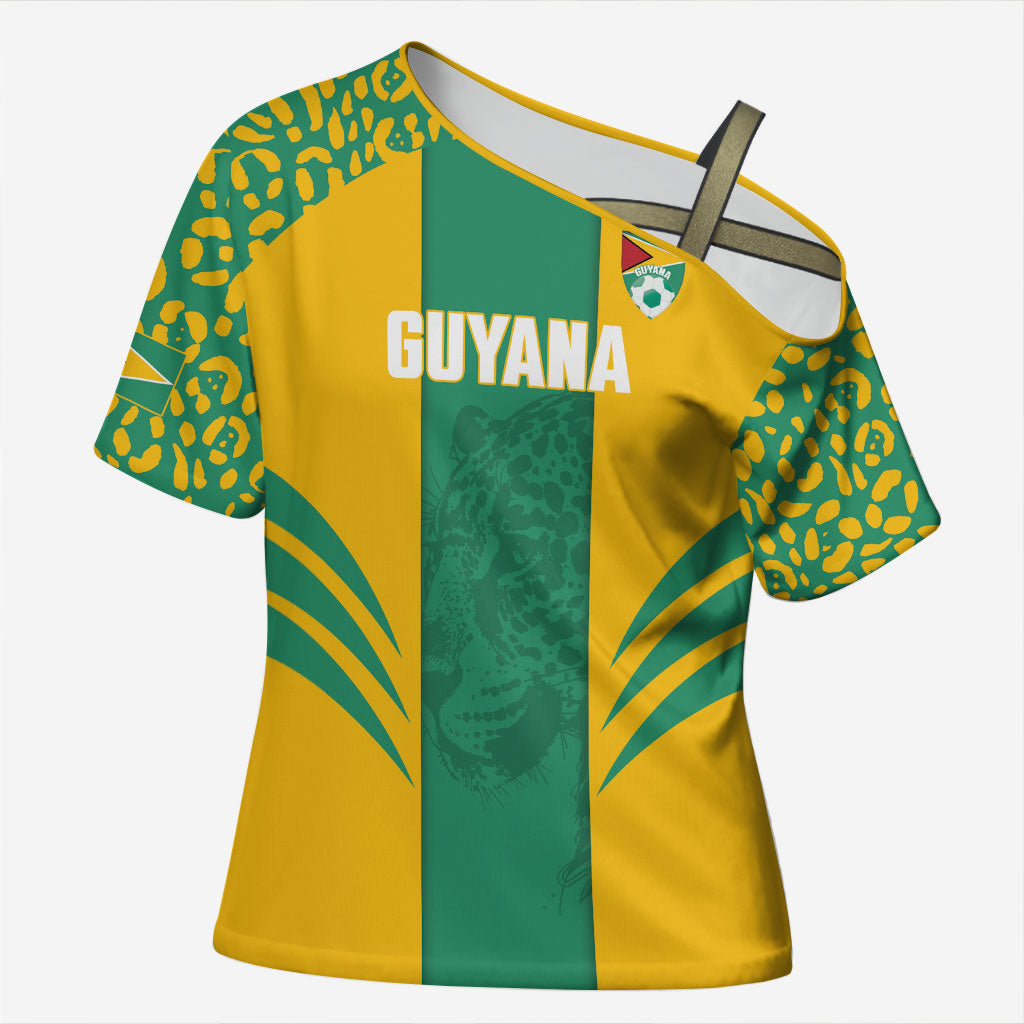 Guyana Football 2026 Custom Cross Shoulder Shirt Come On Golden Jaguars