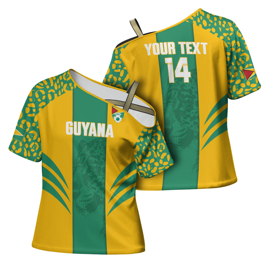 Guyana Football 2026 Custom Cross Shoulder Shirt Come On Golden Jaguars