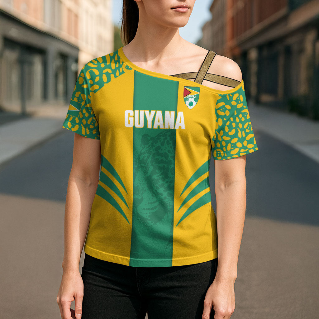 Guyana Football 2026 Custom Cross Shoulder Shirt Come On Golden Jaguars