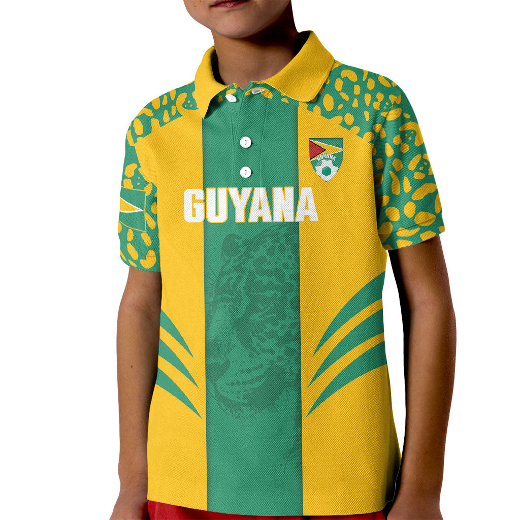 Guyana Football 2026 Custom Kid Polo Shirt Come On Golden Jaguars