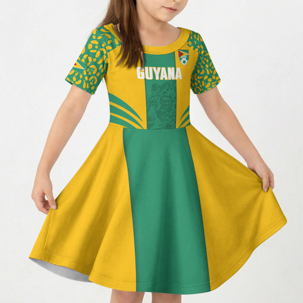 Guyana Football 2026 Custom Kid Short Sleeve Dress Come On Golden Jaguars