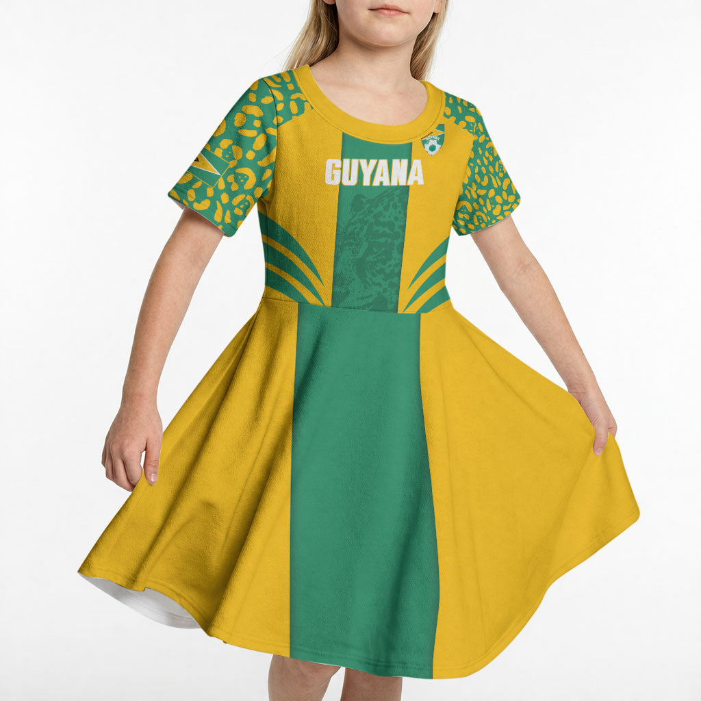 Guyana Football 2026 Custom Kid Short Sleeve Dress Come On Golden Jaguars