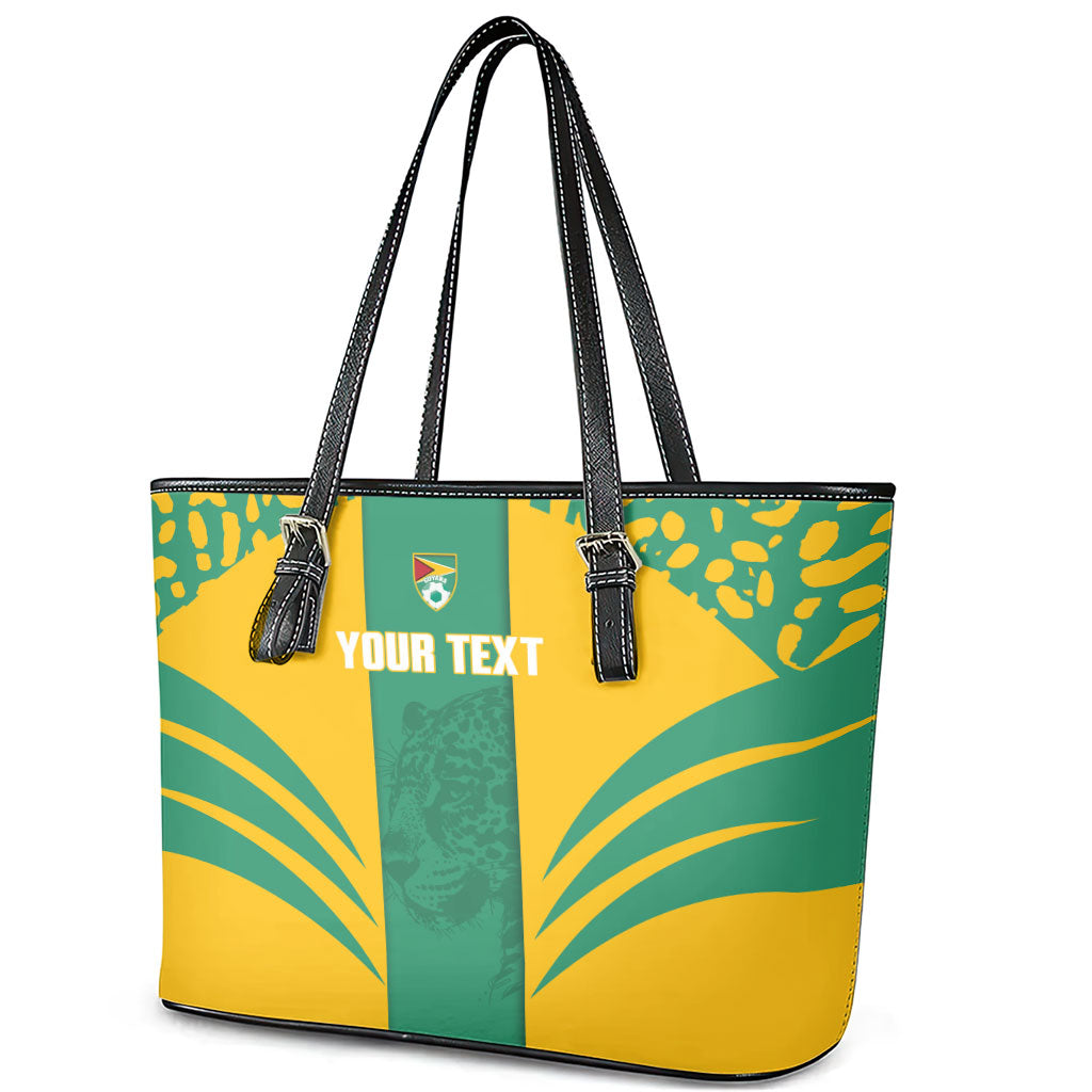 Guyana Football 2026 Custom Leather Tote Bag Come On Golden Jaguars