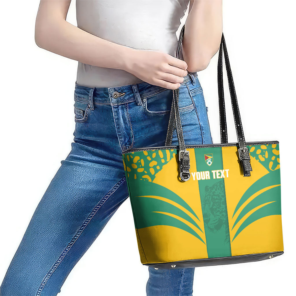 Guyana Football 2026 Custom Leather Tote Bag Come On Golden Jaguars