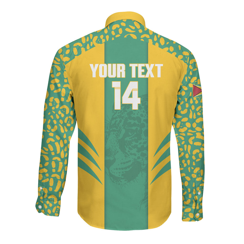 Guyana Football 2026 Custom Long Sleeve Button Shirt Come On Golden Jaguars
