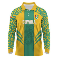 Guyana Football 2026 Custom Long Sleeve Polo Shirt Come On Golden Jaguars