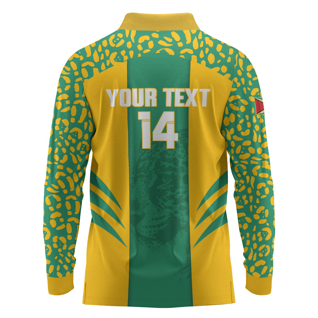 Guyana Football 2026 Custom Long Sleeve Polo Shirt Come On Golden Jaguars