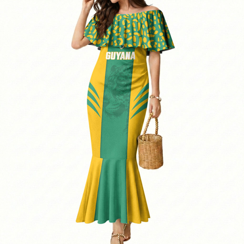Guyana Football 2026 Custom Mermaid Dress Come On Golden Jaguars