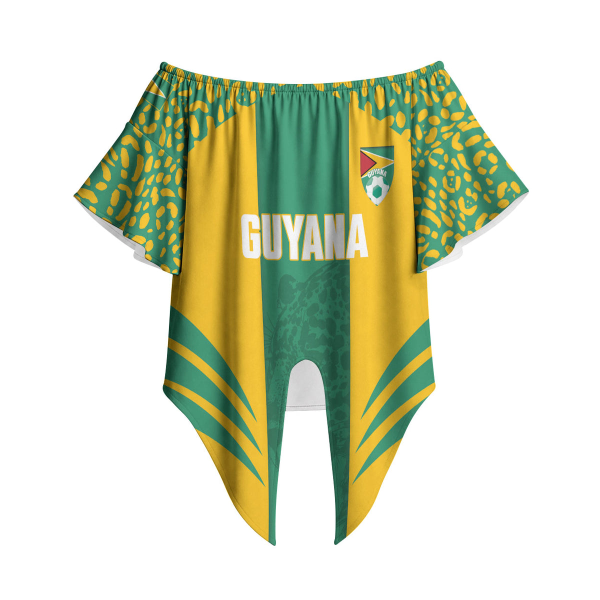 Guyana Football 2026 Custom Off Shoulder Wrap Waist Top Come On Golden Jaguars