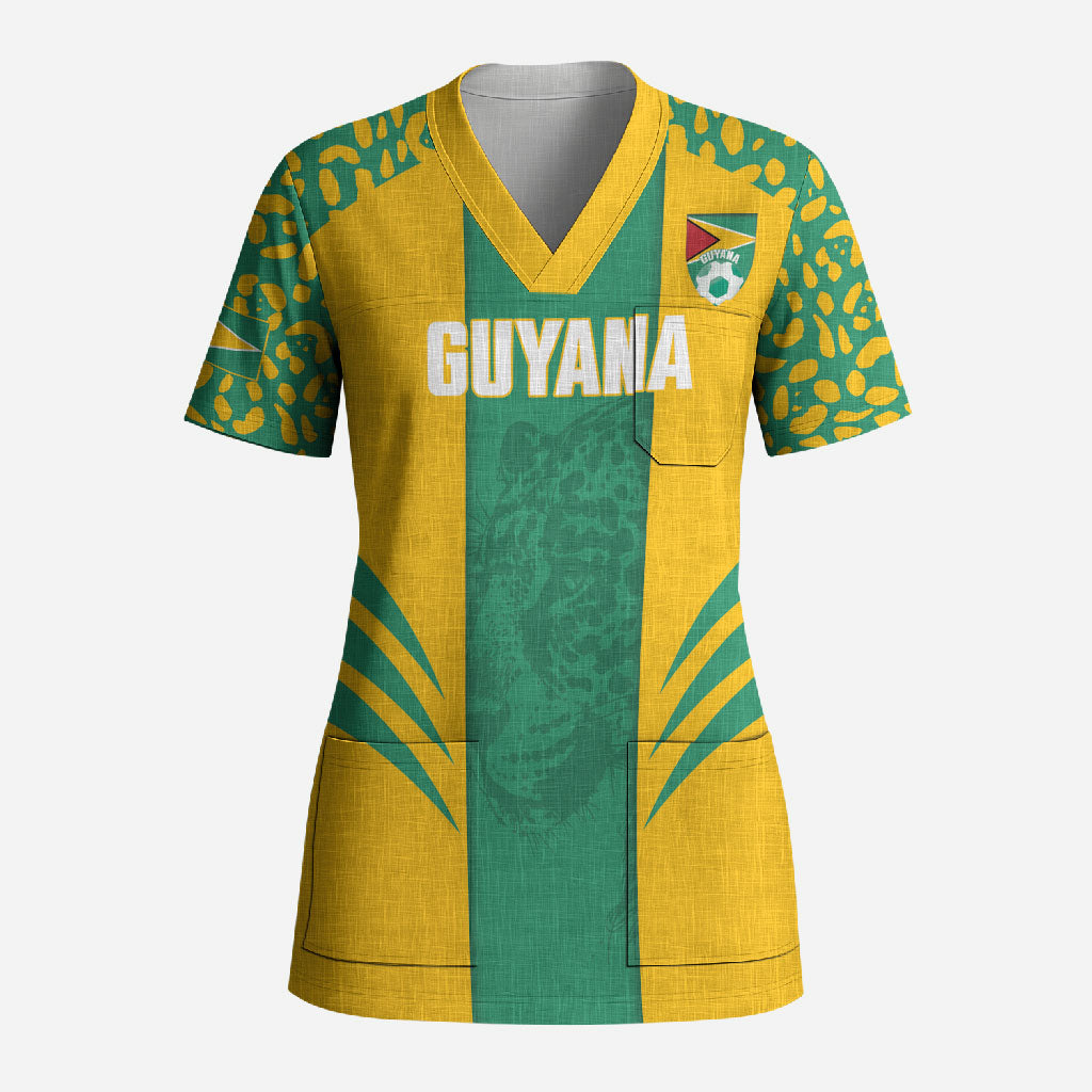 Guyana Football 2026 Custom Scrub Top Come On Golden Jaguars