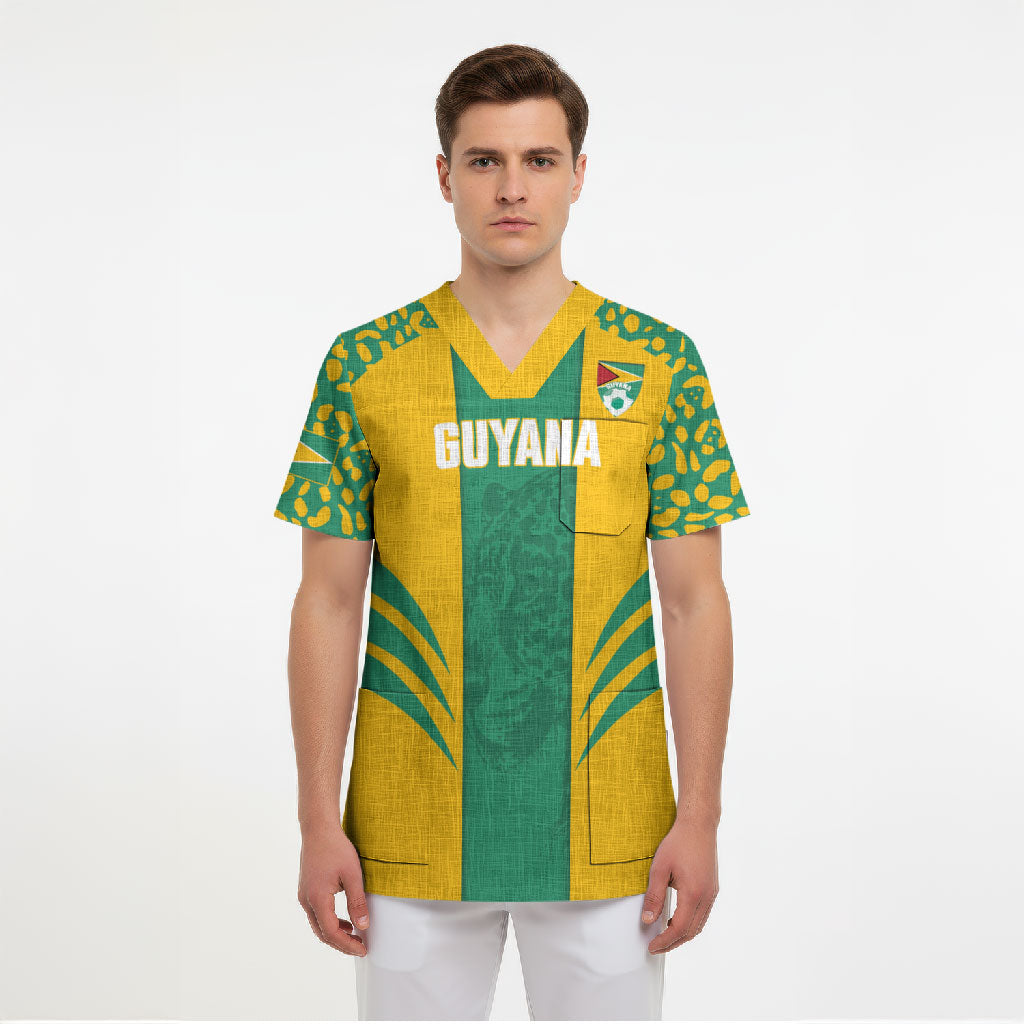 Guyana Football 2026 Custom Scrub Top Come On Golden Jaguars