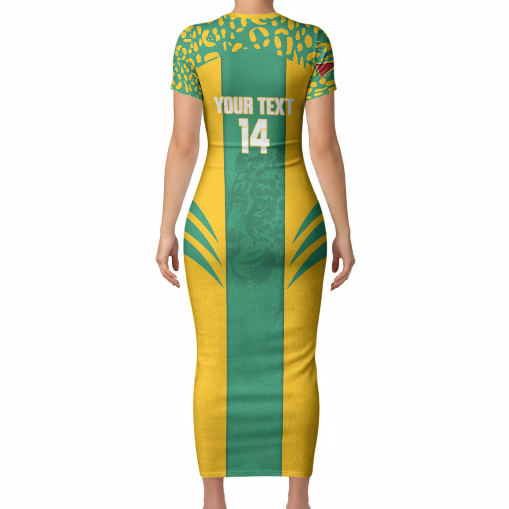 Guyana Football 2026 Custom Short Sleeve Bodycon Dress Come On Golden Jaguars